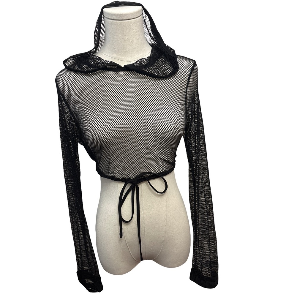 Fashion Nova Black Mesh Crop Top
